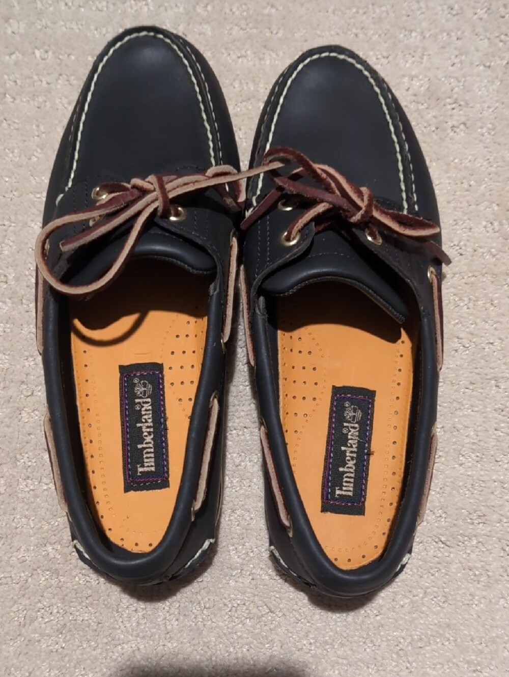 Timberland Navy and Tan Boat Shoes